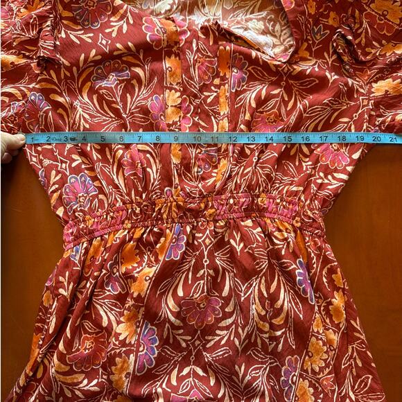 Oddi Los Angeles Floral Boho Mini Dress 1XL NWT Ruffle Tiered Long Sleeve - Picture 4 of 7